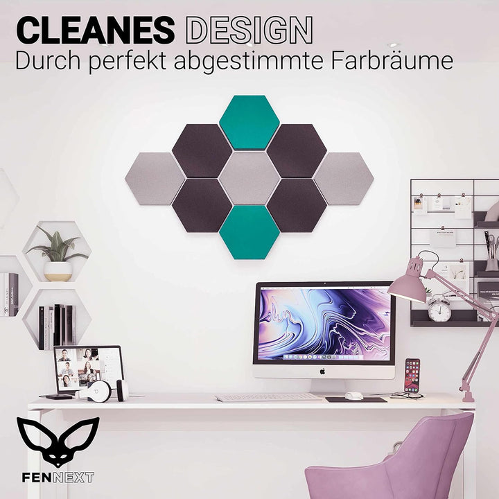 FENNEXT® Schallabsorber Wand Paneele [9 Stk.] für spürbar reduzierte Geräusche I Modernes Akustikbil