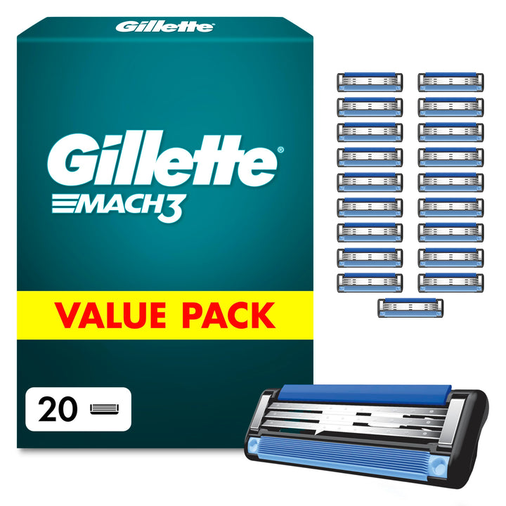 Gillette Mach3 Rasierklingen für Männer, 20 Original Gillette Ersatzklingen, Klingen für Herren mit