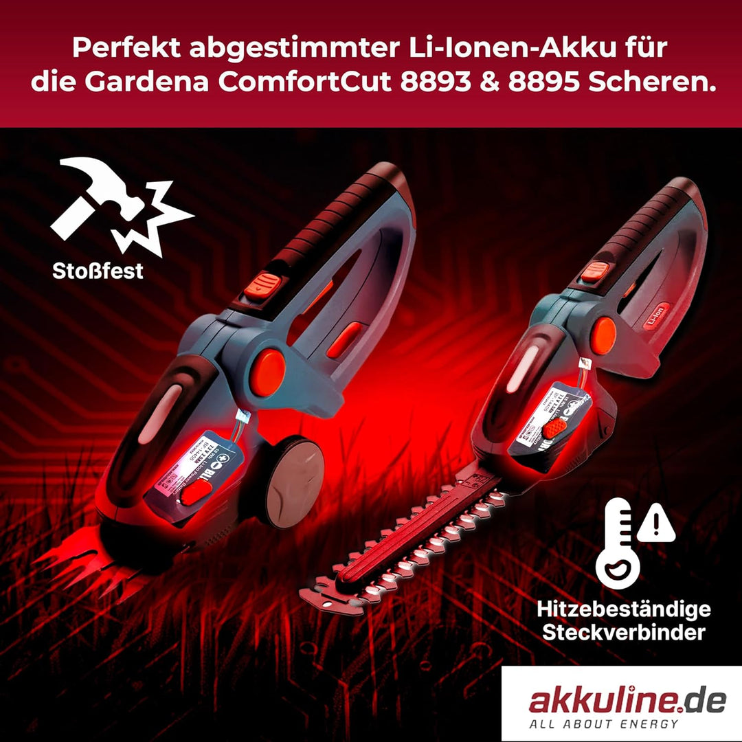 Ersatzakku für Gardena ComfortCut Li-Ion Accu 7,2V 2S1P INR-18650PB1