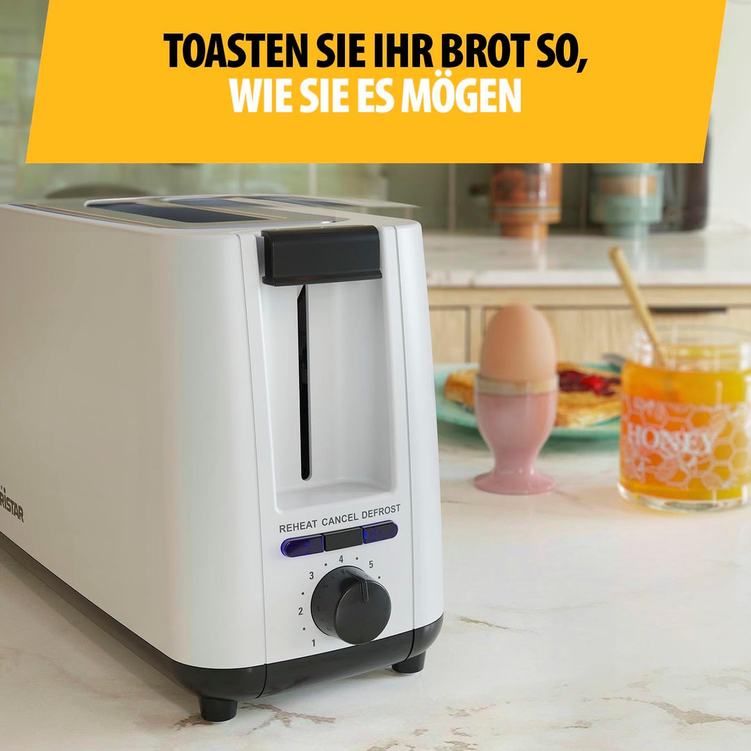 Tristar Langschlitz Toaster, 7 Bräunungsstufen, Aufwärmfunktion, Auftaufunktion, Liftfunktion, Zentr