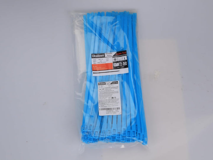 Oksdown Kabelbinder wiederverschliessbar Blau 300 mm × 7,6 mm 100 Stück UV-Beständig Stark Gross Nyl