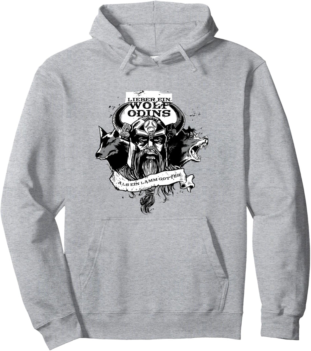 Lieber ein Wolf Odins als ein Lamm Gottes Wikinger Pullover Hoodie
