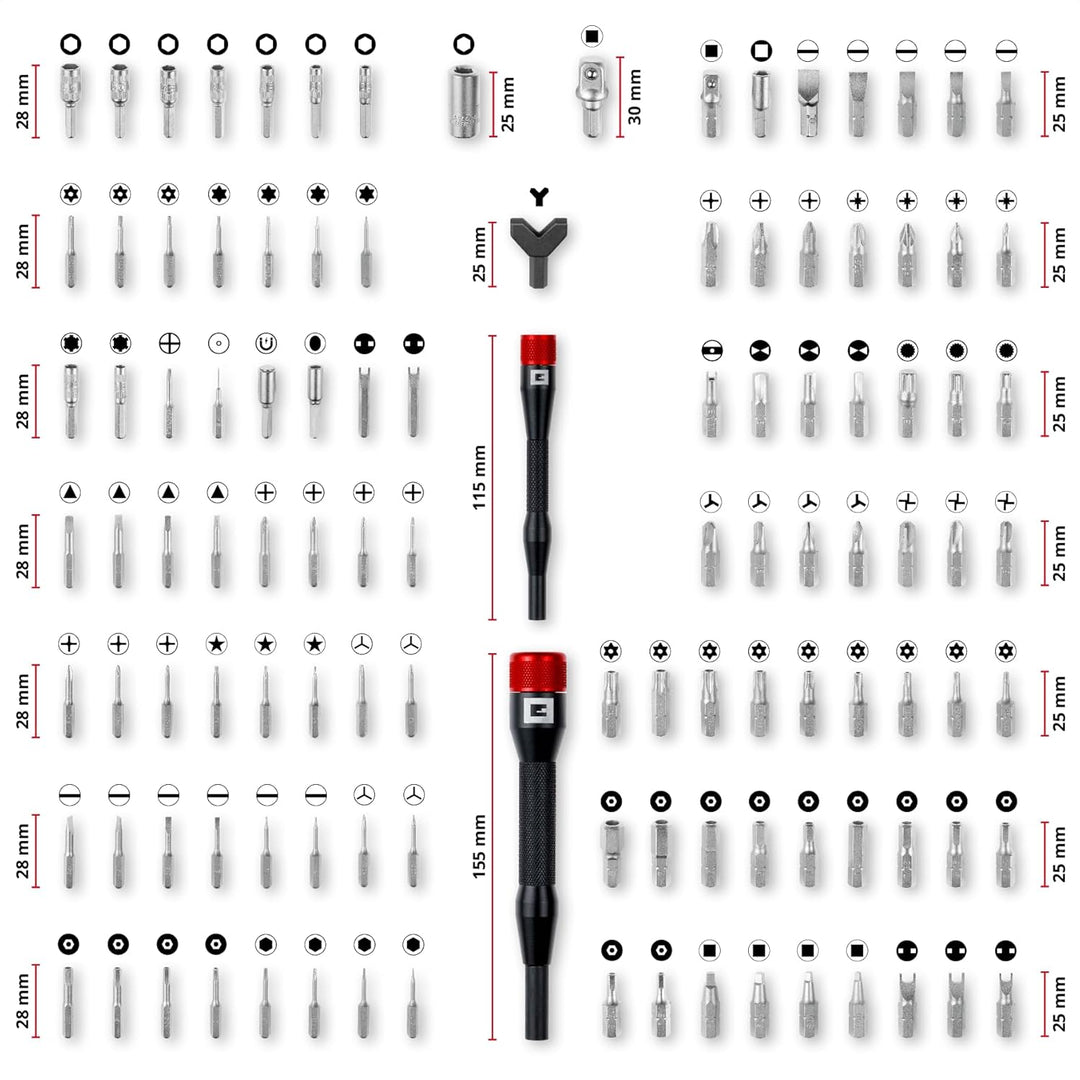 Original Einhell 114-tlg. Präzisions- und Elektronik-Reparatur-Set (Präzisionsbits, Hakendreher-Bit,