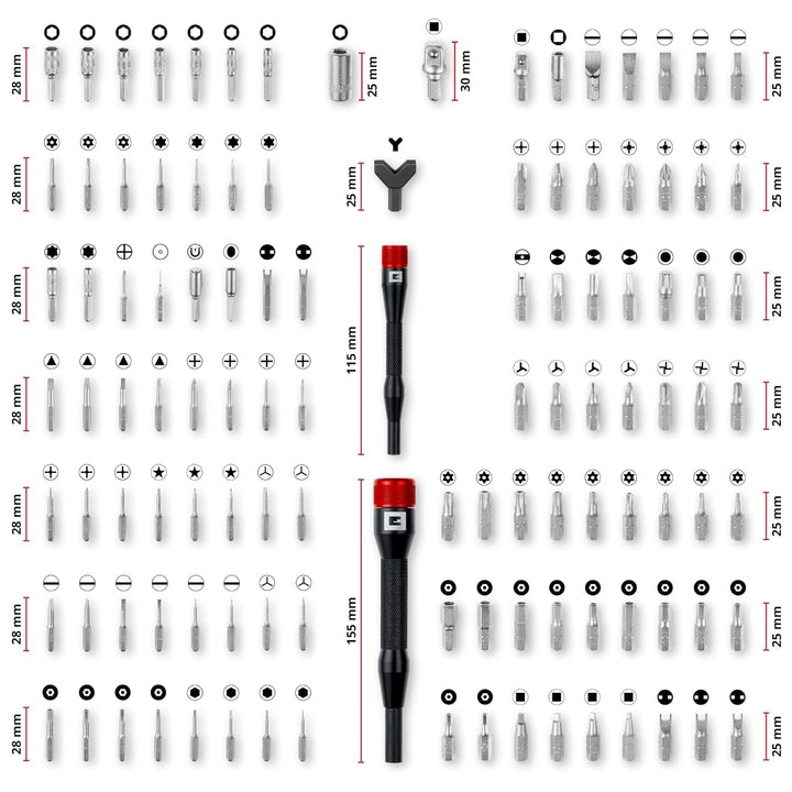 Original Einhell 114-tlg. Präzisions- und Elektronik-Reparatur-Set (Präzisionsbits, Hakendreher-Bit,