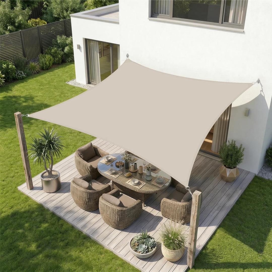 Sekey Sonnensegel Wasserdicht 2x3m Rechteckig – ohne Mittelnaht, hochdichtes PES 160g/m², mit Edelst