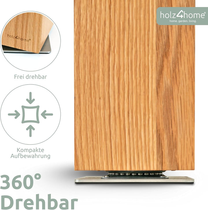 holz4home® Messerblock Magentisch aus Eichenholz I 360° Drehbarer Messerhalter ohne Messer I Stehbar