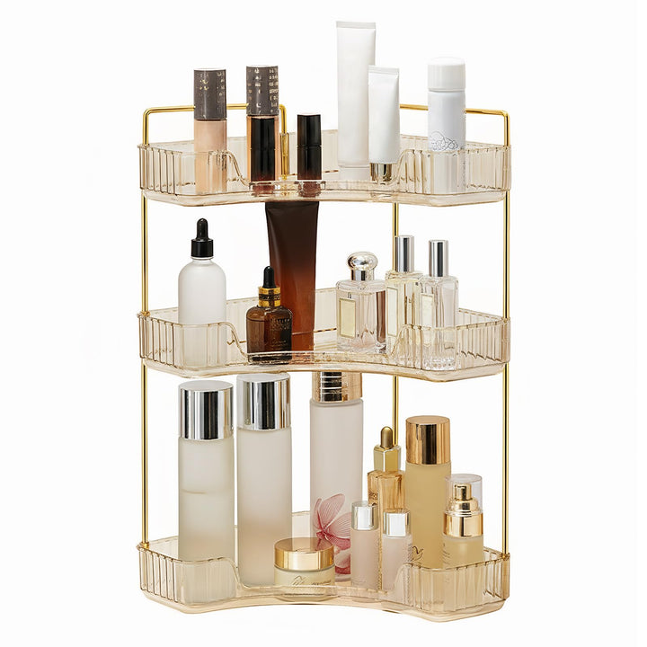 SHANNA Eckiger Make Up Kosmetik Organizer: Stapelbares Make-up-Regal mit grosser Kapazität, Badezimm
