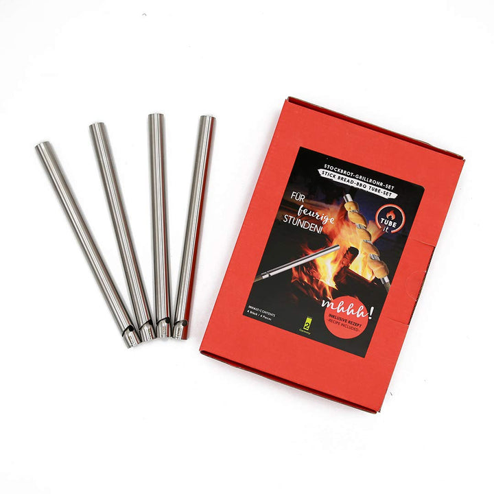 Take2 Tube-IT Stockbrot-Grillrohr Set aus Edelstahl hergestellt, 4er- Set, Produktmasse: D: 13 mm, L