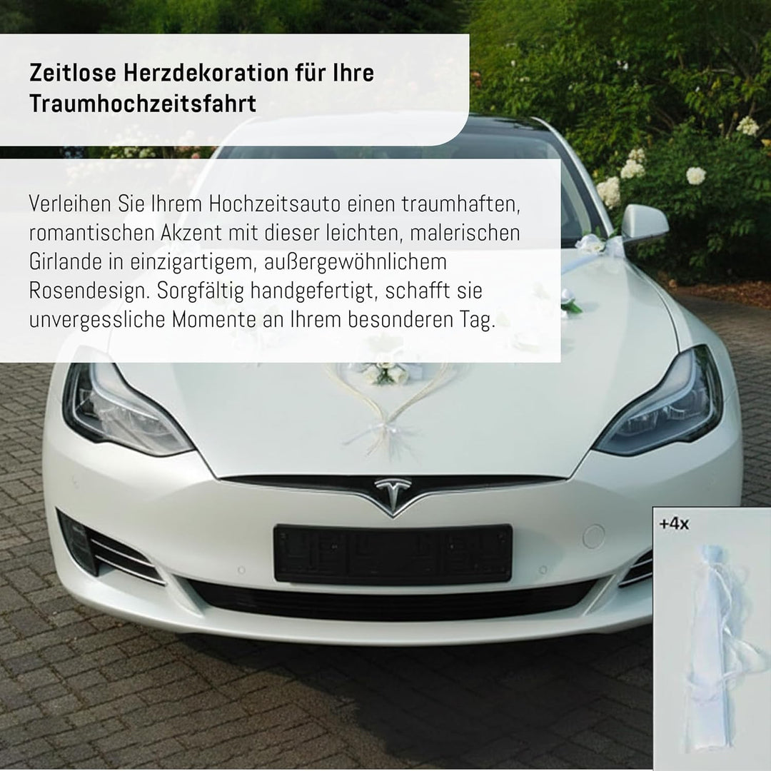 LIEBESHERZEN Braut Paar Rose Deko Dekoration Autoschmuck Hochzeit Car Auto Wedding Deko Girlande PKW
