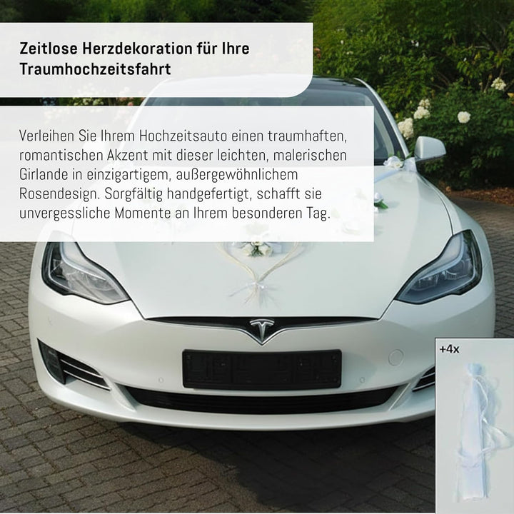 LIEBESHERZEN Braut Paar Rose Deko Dekoration Autoschmuck Hochzeit Car Auto Wedding Deko Girlande PKW
