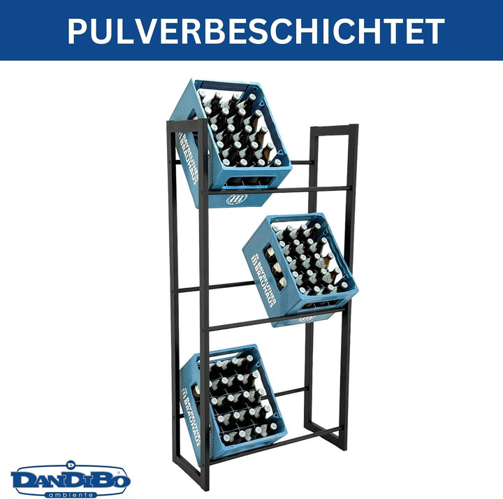 DanDiBo Getränkekistenregal 6 Kisten Schwarz Metall Stehend 96563 Getränkekistenhalter 71 cm Bierkis