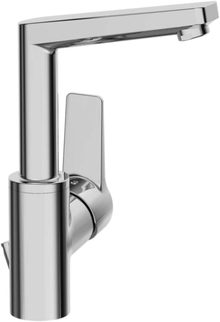 Hansa Twist Waschtischarmatur mit hohem Auslauf, kompakt, automatische Ablaufgarnitur, Chrom, 095422