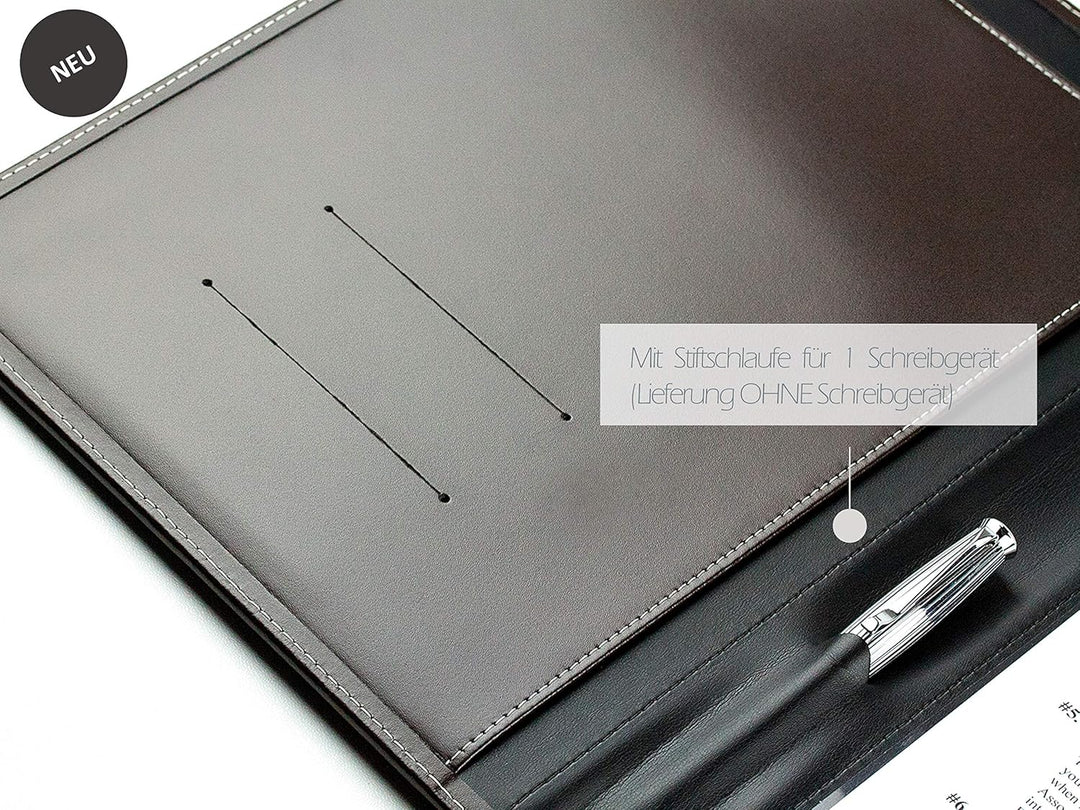 DELMON VARONE - Personalisierbare Klemmbrett Mappe DIN A4 Cambridge Top Grain Leder Braun - Echtlede