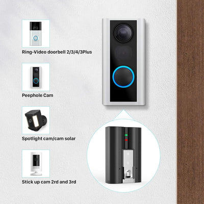 2er-Pack V4 Akku für Video Ring, 7200mAh Super hohe Kapazität Li-Ion Ersatzakku Kompatibel mit Video