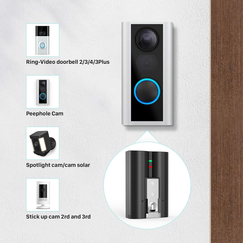 2er-Pack V4 Akku für Video Ring, 7200mAh Super hohe Kapazität Li-Ion Ersatzakku Kompatibel mit Video