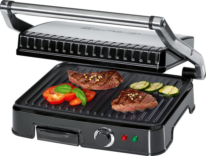 Clatronic KG 3487 Kontaktgrill für beidseitiges, fettfreies Grillen, antihaftbeschichtete Grillplatt