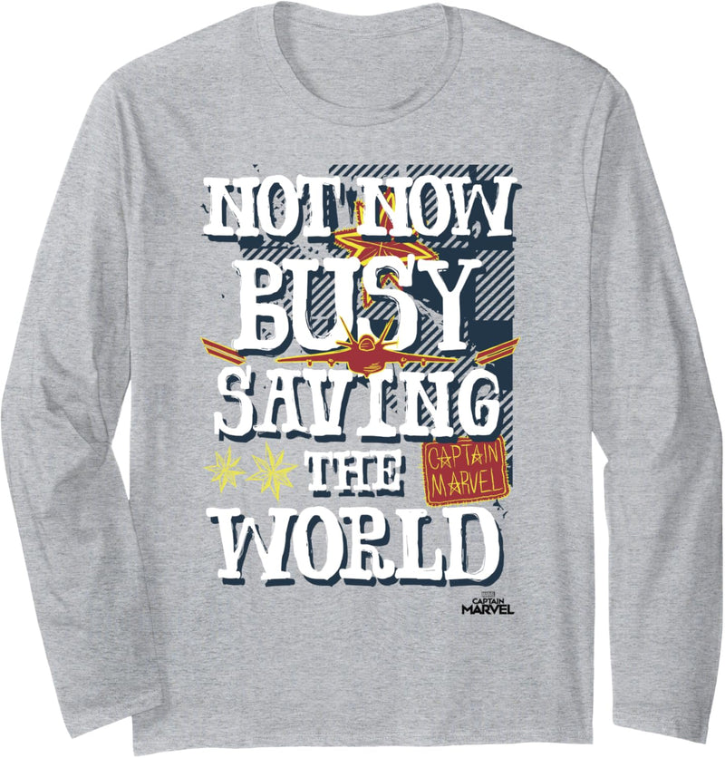 Captain Marvel Not Now Busy Saving The World Langarmshirt