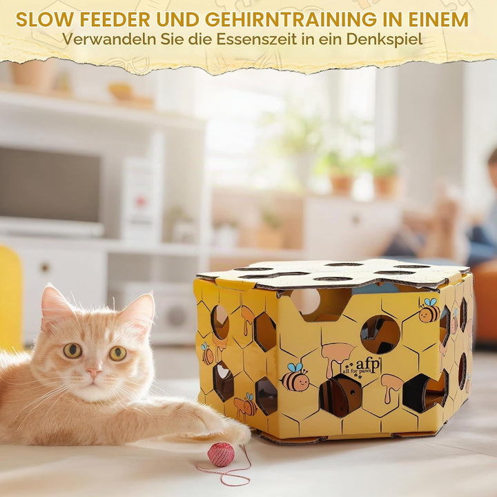 ALL FOR PAWS Katzen-Futter-Spielzeug, Interaktive Leckerli-Spielbox für Katzen, Futterlabyrinth-Box