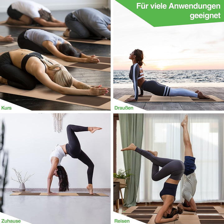 BACKLAXX® Yogamatte Kork mit Naturkautschuk | FAZ Testsieger 2026 | Yoga Matte Kork nachhaltig | Sch