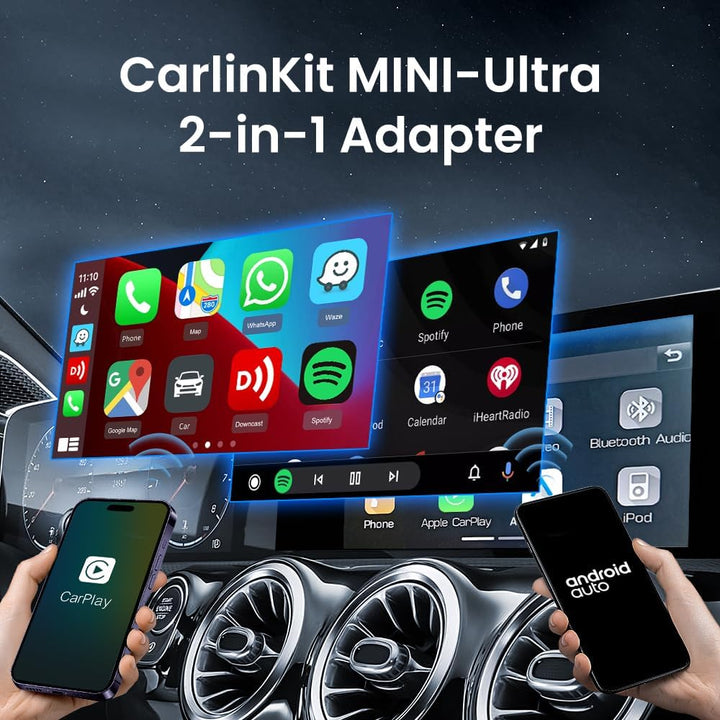 CarlinKit Wireless CarPlay &amp; Android Auto MINI-Ultra Adapter, 2-in-1 Wireless-Adapter wandelt kabelg