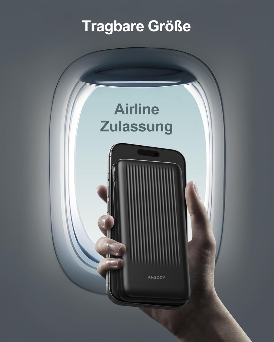 ANSODY 22.5W Powerbank 10000mAh 2 Stück, Akkupack Klein Aber Stark, LED Display kompatibel Externe h