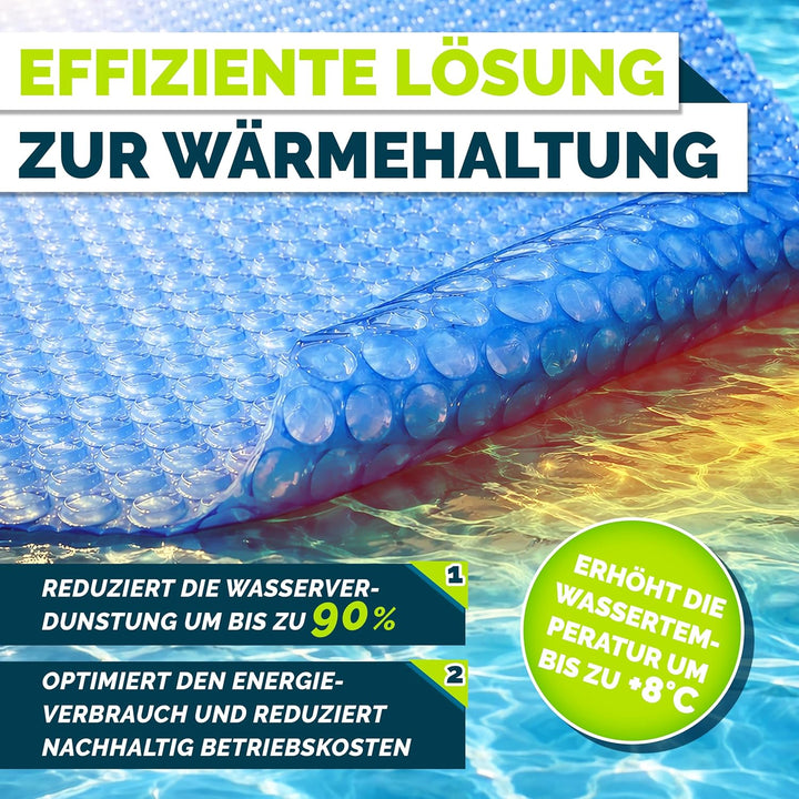 tillvex® Premium Pool Solarabdeckplane 400 µm Rechteckig 800x400 cm | Solarfolie Wärmeplane zuschnei
