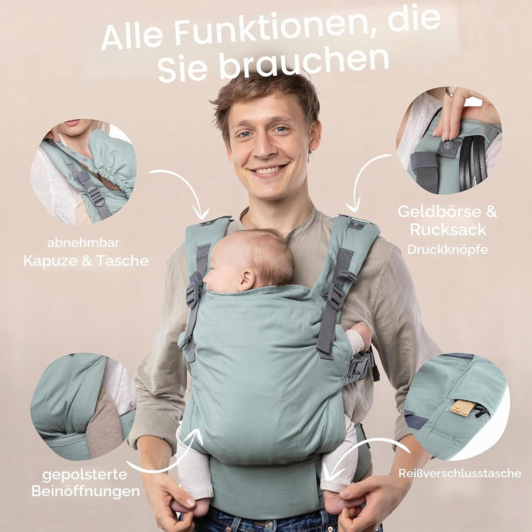 Boba X Babytrage – Verstellbar von Neugeborenen bis Kleinkind, 2-in-1 Umwandelbare Front- und Rücken
