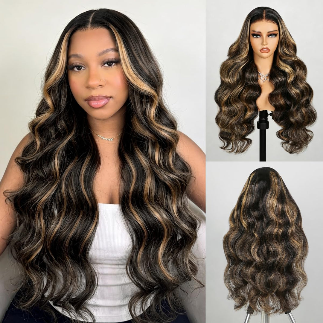 MEGALOOK Balayage Glueless Wigs Perücke 5x6 Pre Cut Lace Front Wig 20 Inch | Ready to Go Glueless Wi