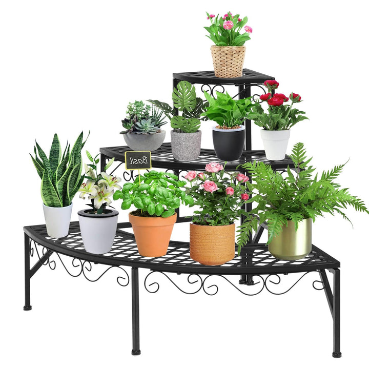 3 Ebenen Blumenregal Metall, Blumenständer für Treppenpflanzen &amp; Blumen, vertikaler &amp; dekorativer Pf