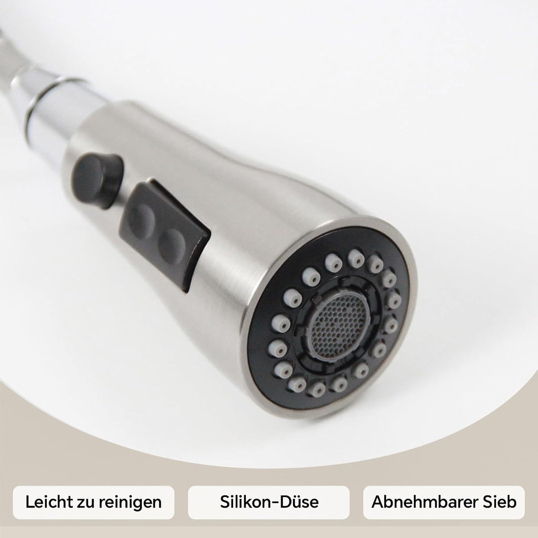 Wasserhahn Küche, SEMANEY Hochdruck Küchenarmatur mit 3 Funktionen Brause Ausziehbar, Hohe Bogen Arm