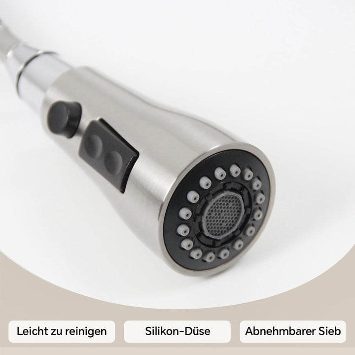 Wasserhahn Küche, SEMANEY Hochdruck Küchenarmatur mit 3 Funktionen Brause Ausziehbar, Hohe Bogen Arm