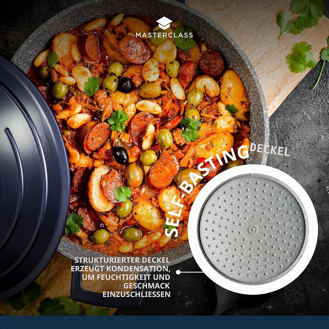 MasterClass Aluminiumguss-Topf mit Deckel - 2,5 Liter Kasserolle als Auflauf-Form, Für Induktion &amp; B
