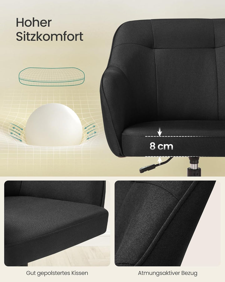SONGMICS Homeoffice Stuhl, Drehstuhl, Schreibtischstuhl, höhenverstellbar, bis 110 kg belastbar, atm