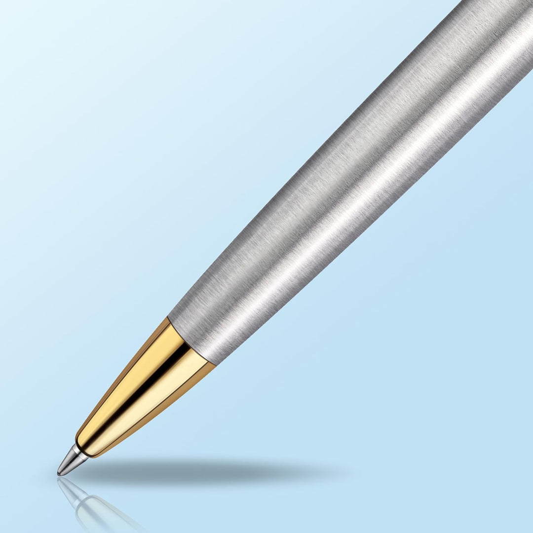 Waterman Hémisphère Kugelschreiber | Edelstahl mit Goldzierteile | Mittlere Spitze | Blaue Tinte | G