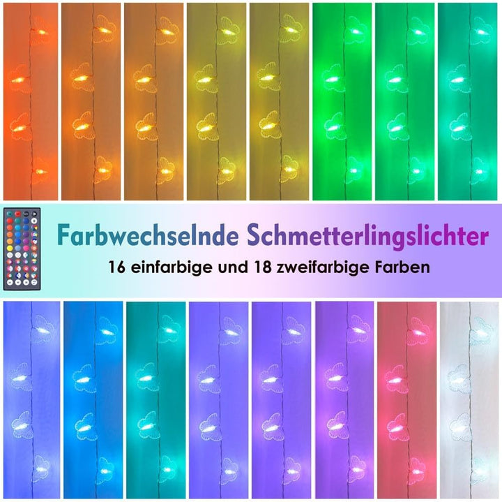 Regenbogen Betthimmel Mädchen mit Schmetterlingen Licht, 34 Farben Himmelbett Vorhänge Farbe wechsel