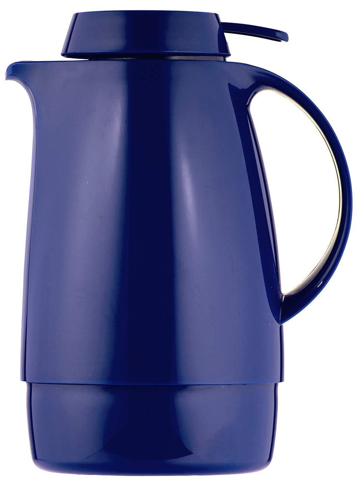 Helios Servitherm Thermoskanne Dunkelblau 0,6L – 6h Heiss - Hält Getränke heiss & kalt – Einhandbedi