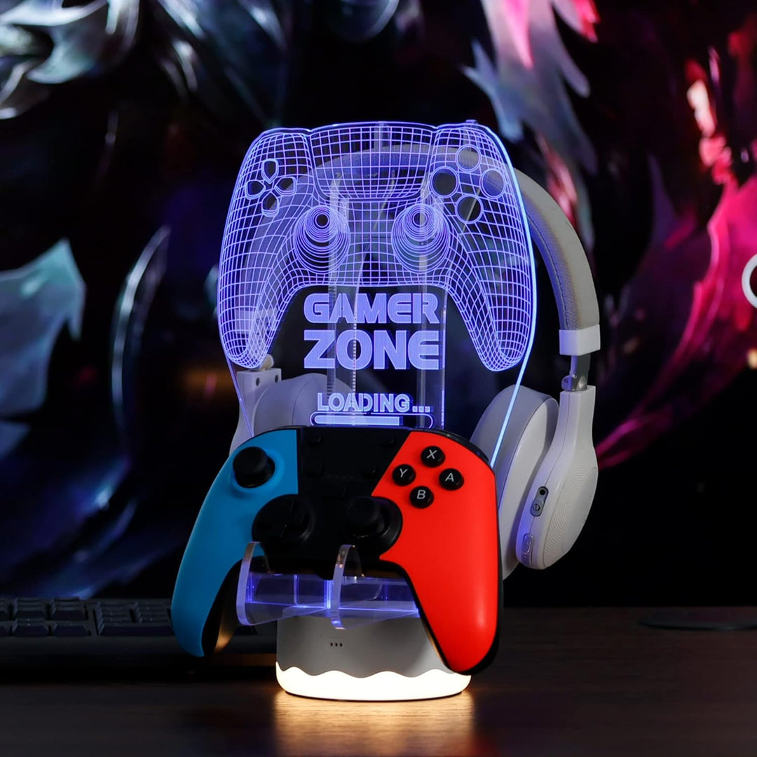 Leuchtender Kopfhörer- und Controller-Halter, 3D-LED-Leuchten, Kopfhörer-Gamepad-Ständer, Gamecontro