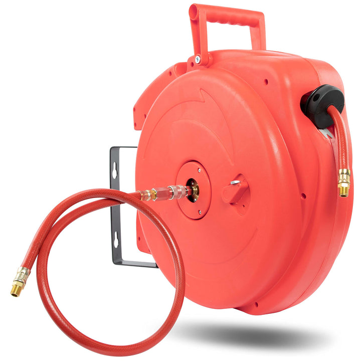 Grafner 20m Druckluftschlauch Aufroller automatisch, 1/4" Anschluss, incl. 180° schwenkbarem Wandsch