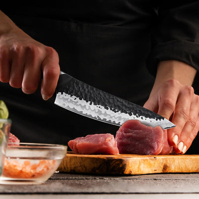 SHAN ZU Messerset 7 teilig, Japanisches Küchenmesser Set mit Block, 7 Schichten Hochwertigem Carbon