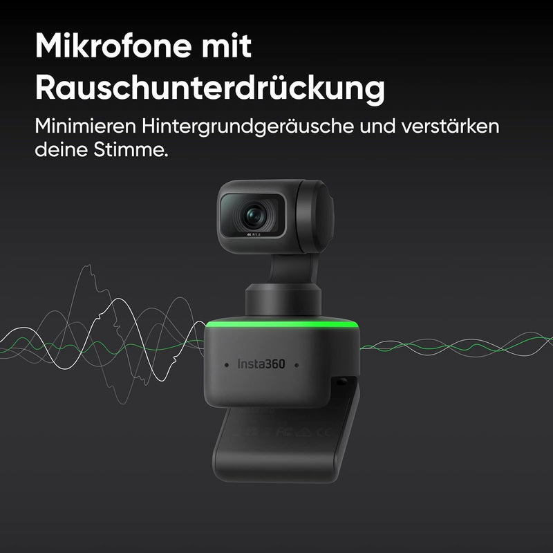 Insta360 Link Stativ-Kit PTZ 4K Webcam mit 1/2"-Sensor, KI-Tracking, Gestensteuerung, HDR, Mikrofone