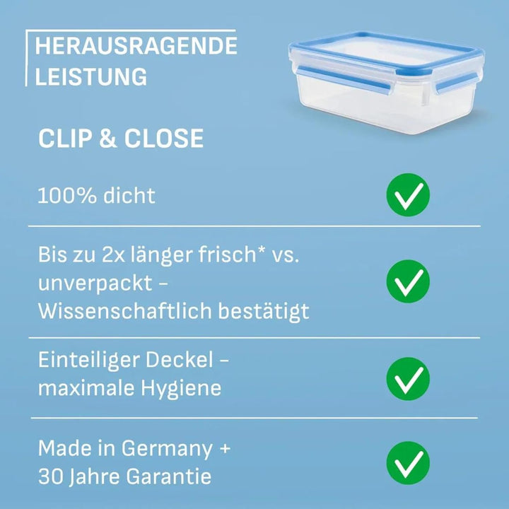 EMSA Clip & Close Frischhaltedose, rechteckig, 10,6 L, Maxiformat, Aufbewahrungsbox, 100 Prozent dic