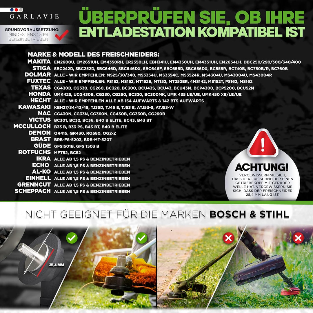 GARLAVIE Profi Unkrautbürste Freischneider mit 25,4mm Bohrung - 2024 Design - Hochwertige Wildkrautb