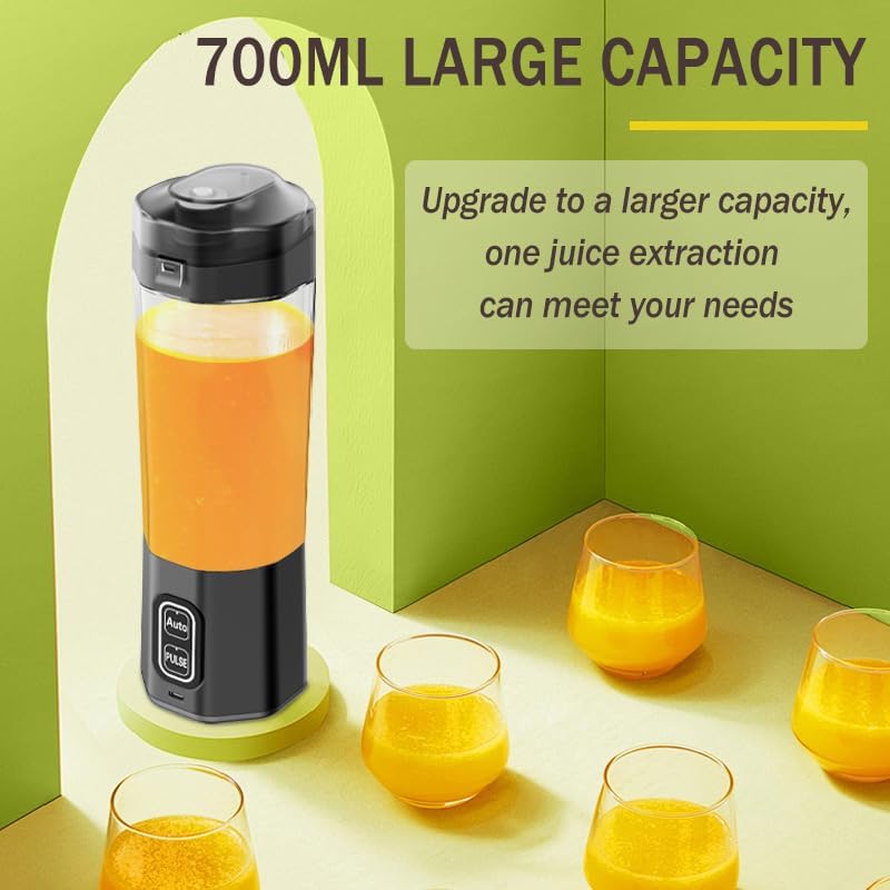 Tragbarer Mixer für Shakes und Smoothies, USB wiederaufladbar, 680 ml, persönlicher Mixer mit 6 Klin
