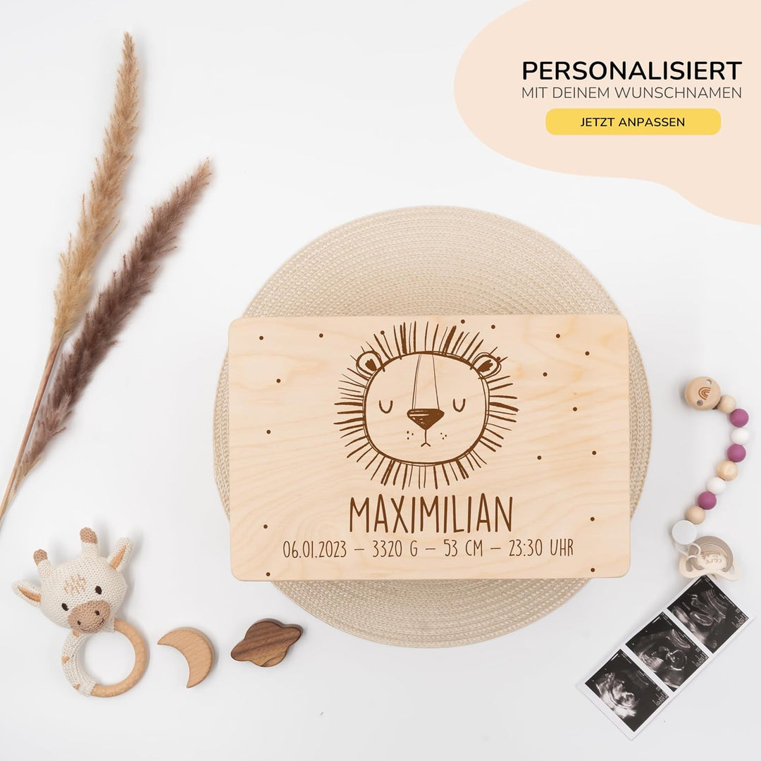 KIDSMOOD - Erinnerungsbox Baby, personalisierte Holzkiste mit Deckel, Ideal zur Aufbewahrung von Eri