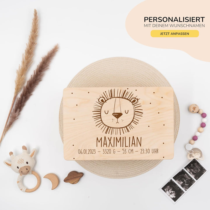 KIDSMOOD - Erinnerungsbox Baby, personalisierte Holzkiste mit Deckel, Ideal zur Aufbewahrung von Eri