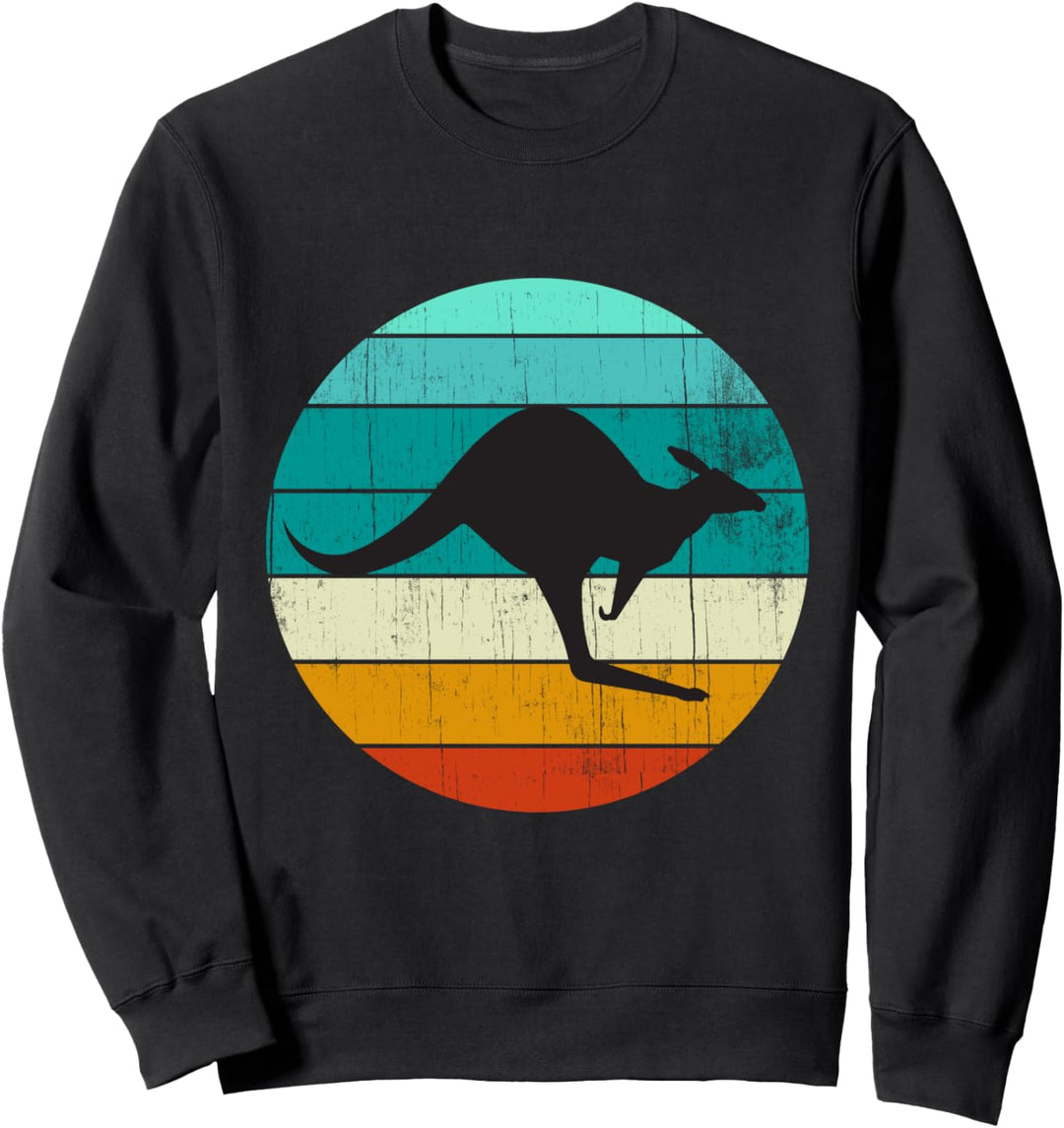 Vintage-Känguru-Sonnenuntergang, Retro, Sonne, bunte Farben, Silhouette Sweatshirt