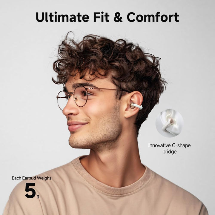 QCY Crossky C30 Open Ear Kopfhörer,Kabellose Bluetooth 5.4 Clip On Kopfhörer,4 Mikrofon ENC Geräusch