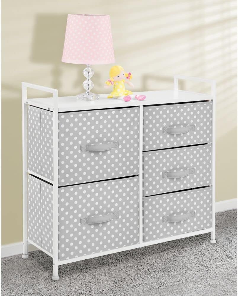 mDesign Kommode mit 5 Schubladen – breiter Schubladenschrank fürs Kinderzimmer – Kleiderkommode mit