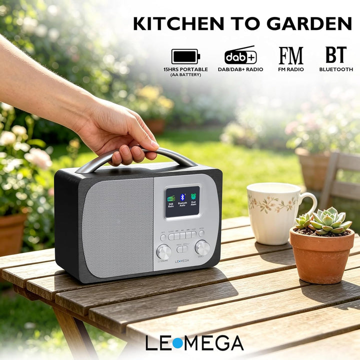 LEMEGA DR5 Tragbares DAB/DAB+ Digitalradio,Radio Holz mit Bluetooth,UKW-Radio für die Küche oder das