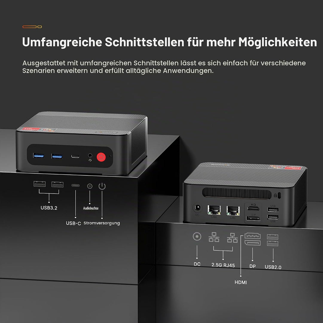 BOSGAME P4 Plus Dual 2.5G LAN Mini Gaming-PC, AMD Ryzen 7 5825U Prozessor (bis zu 4,5 GHz), Windows